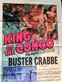 KING OF THE CONGO (ch.2) BUSTER CRABBE - ORIGINAL AMERICAN 1 SHEET MOVIE POSTER